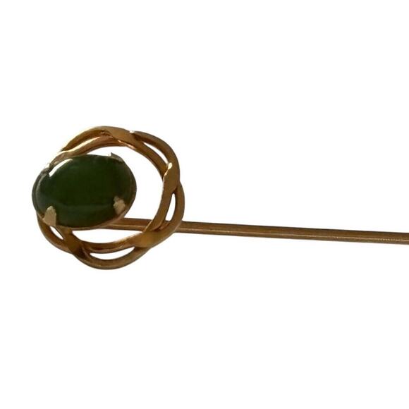 Arthur Pepper ART Stick Pin 1/20th 12k GF Nephrite Jade Jewelry 1950s Jewelry - Picture 11 of 11
